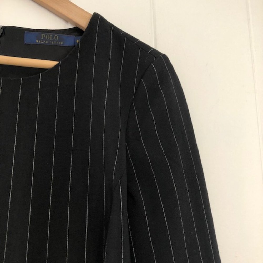 Polo Ralph Lauren Navy Blue & White Pin Striped Wool Dress - Picture 5 of 10